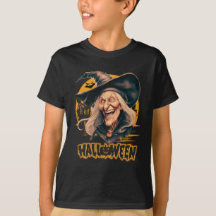 Grappige en angstaanjagende Halloween heks T-shirt
