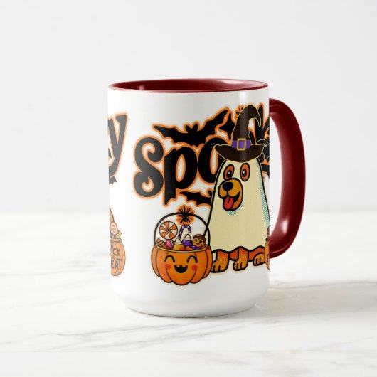 Grappige en enge Halloween-hondbeker Mok (Voorkant rechts)