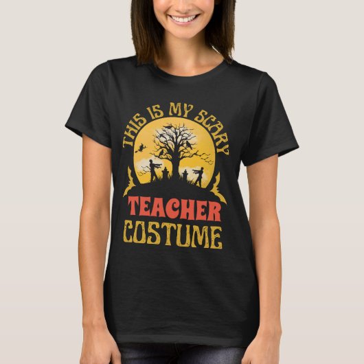 Grappige en enge lerarenkostuum voor Halloween T-shirt (Voorkant)