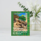 Grappige en feestelijke Grinch Sulcata schildpad v Briefkaart (Staand voorkant)