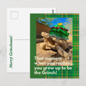 Grappige en feestelijke Grinch Sulcata schildpad v Briefkaart (Voorkant / Achterkant)
