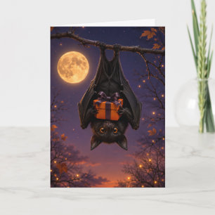 Grappige en griezelige vleermuis die cadeautje vas kaart