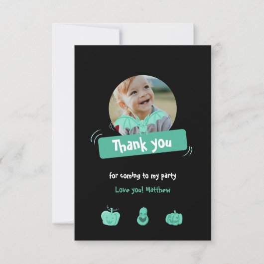 Grappige en groene Halloween verjaardag. Custom Bedankkaart (Voorkant)