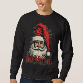 Grappige en Kleurrijke Kerstman op een Zwarte Trui