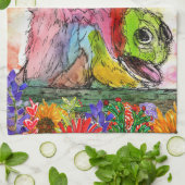 Grappige en kleurrijke Waterverf Ezel Keuken Handd Theedoek (Gevouwen)