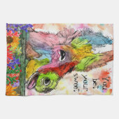 Grappige en kleurrijke Waterverf Ezel Keuken Handd Theedoek (Horizontaal)