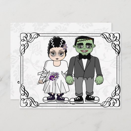 Grappige en leuke budget bruiloft uitnodiging (Voorkant / Achterkant)