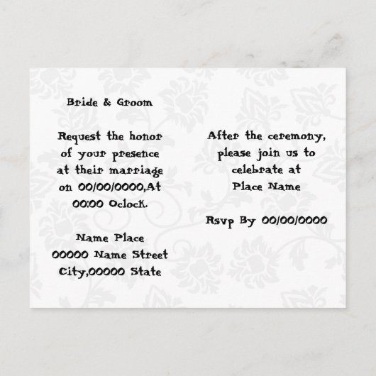 Grappige en leuke budget bruiloft uitnodiging (Achterkant)