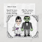 Grappige en leuke budget bruiloft uitnodiging briefkaart (Voorkant / Achterkant)