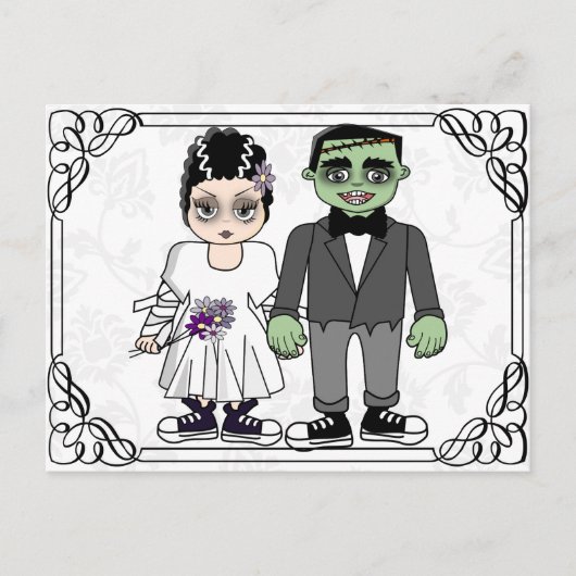 Grappige en leuke budget bruiloft uitnodiging briefkaart (Voorkant)