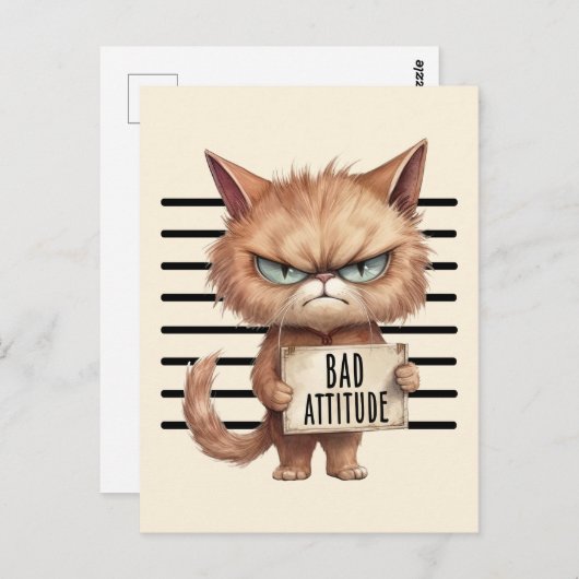 Grappige en Leuke Kat Mugshot Briefkaart (Voorkant / Achterkant)