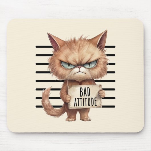 Grappige en Leuke Kat Mugshot Muismat (Voorkant)