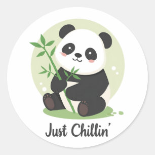 Grappige en ontspannen panda ronde sticker