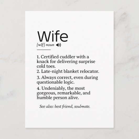 Grappige en oprechte vrouw definitie briefkaart (Voorkant)