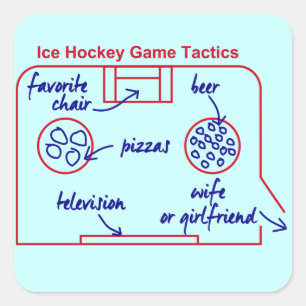 Grappige en originele ijshockey spel tactieken, vierkante sticker