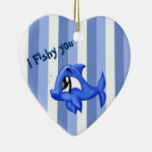 Grappige en schattige dolfijn cartoon illustratie keramisch ornament (Rechts)