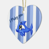 Grappige en schattige dolfijn cartoon illustratie keramisch ornament (Links)