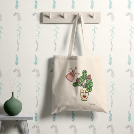 Grappige en schattige kamerplant met jouw naam tote bag