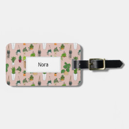 Grappige en schattige kamerplanten bagagelabel