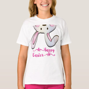 Grappige en schattige roze paashaas konijn t-shirt