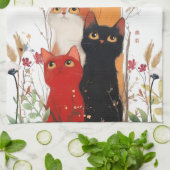 Grappige en Schattigee Curious Cats Keukenhanddoek (Gevouwen)