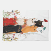 Grappige en Schattigee Curious Cats Keukenhanddoek (Horizontaal)