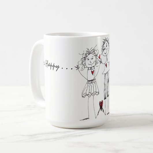 Grappige en Schattigee Stick Figuur Mensen Mok (Voorkant links)