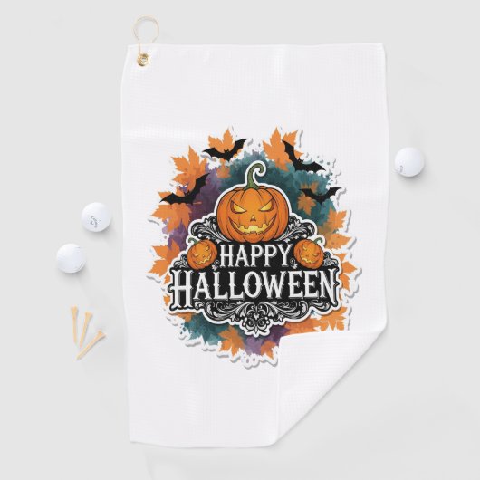 Grappige en spookachtige Halloween Quotes Gelukkig Golfhanddoek (Insitu)