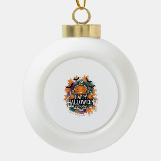 Grappige en spookachtige Halloween Quotes Gelukkig Keramische Bal Ornament (Voorkant)