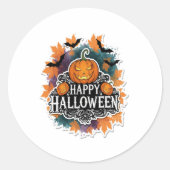Grappige en spookachtige Halloween Quotes Gelukkig Ronde Sticker (Voorkant)