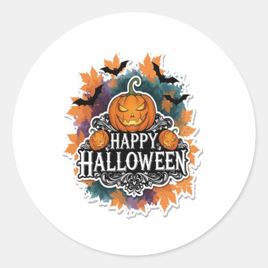 Grappige en spookachtige Halloween Quotes Gelukkig Ronde Sticker (Voorkant)