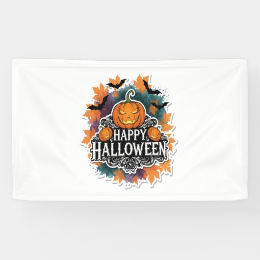 Grappige en spookachtige Halloween Quotes Gelukkig Spandoek (Horizontaal)