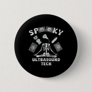 Grappige enge echografietechnicus skelet Halloween Ronde Button 5,7 Cm