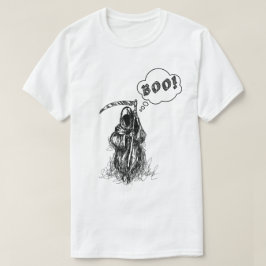Grappige enge grim reaper met synthe boo t-shirt