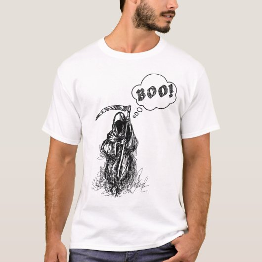 Grappige enge grim reaper met synthe boo t-shirt (Voorkant)