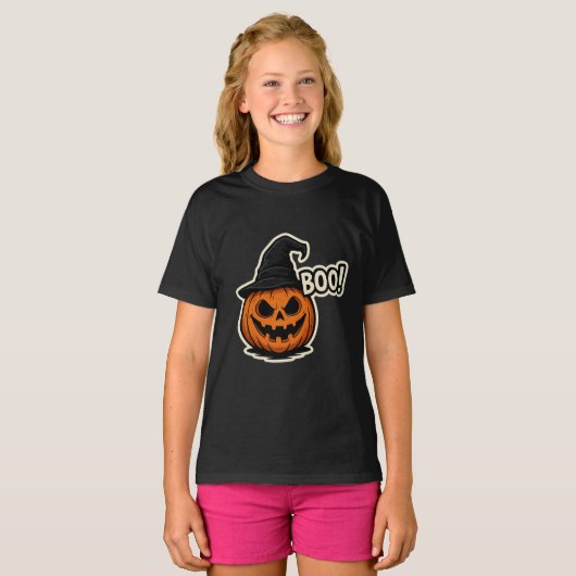 Grappige & Enge Halloween Sticker T-shirt (Voorkant volledig)