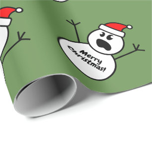 Grappige enge Kerstman sneeuwpop Kerstmis Cadeaupapier