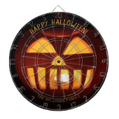 Grappige enge pompoen Happy Halloween Dartbord (Voorkant)