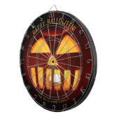 Grappige enge pompoen Happy Halloween Dartbord (Voorkant Rechts)