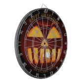 Grappige enge pompoen Happy Halloween Dartbord (Voorkant Links)