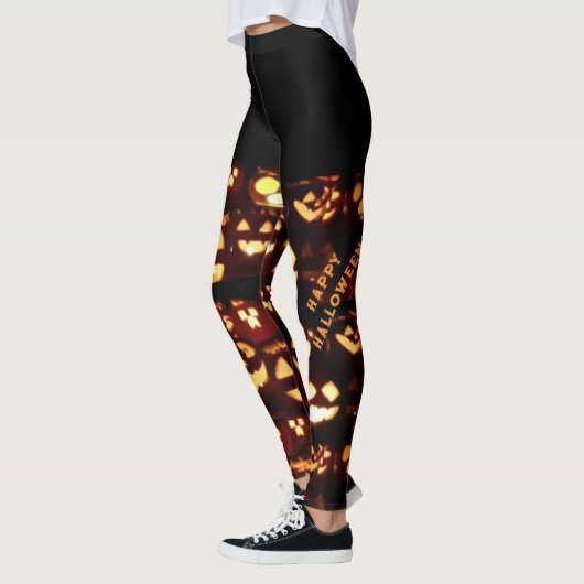 Grappige enge pompoenen Happy Halloween Leggings (Links)