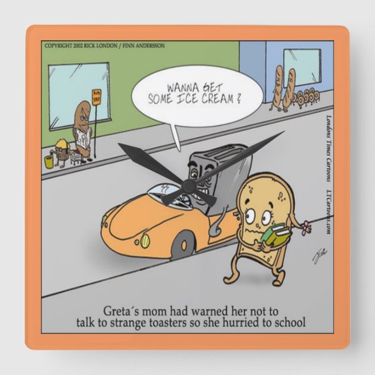 Grappige enge toaster wandklok (Voorkant)