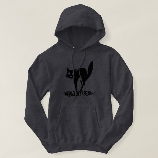 Grappige enge zwarte kat Halloween Hoodie (Design voorkant)
