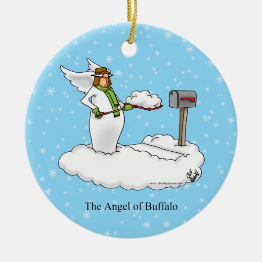 Grappige Engel van Buffalo Xmas Ornament (Voorkant)
