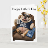 GRAPPIGE ENGELSE BULDOG VADERDAG KAART (Gele Bloem)