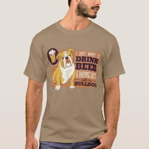 Grappige Engelse Bulldog Bier Drinkende Puppy Hond T-shirt