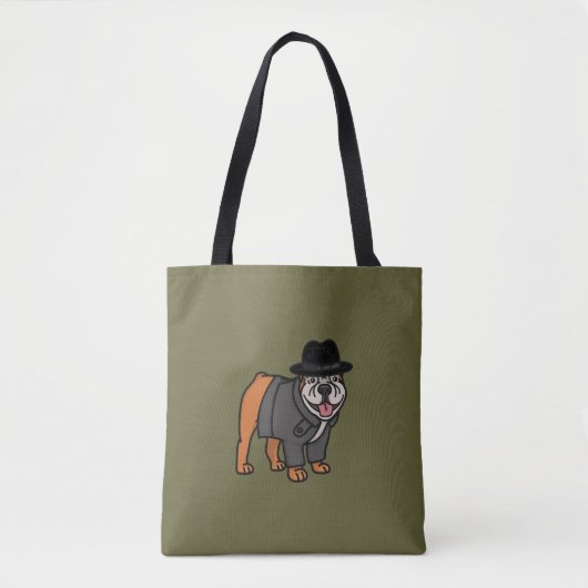 Grappige Engelse Bulldog Detective Canvas tas (Voorkant)