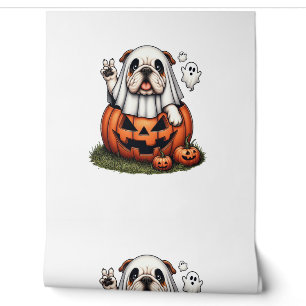Grappige Engelse Bulldog Geest Boo Halloween Dames Behang