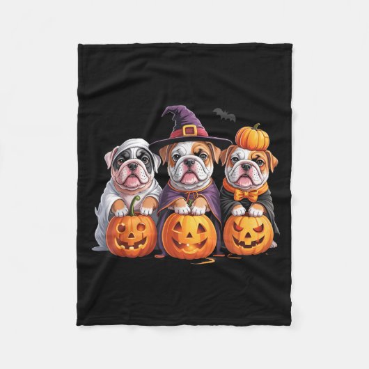 Grappige Engelse Bulldog Geest Franse Hond Hallowe Fleece Deken (Voorkant)