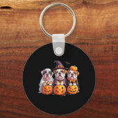 Grappige Engelse Bulldog Geest Franse Hond Hallowe Sleutelhanger (Voorkant)